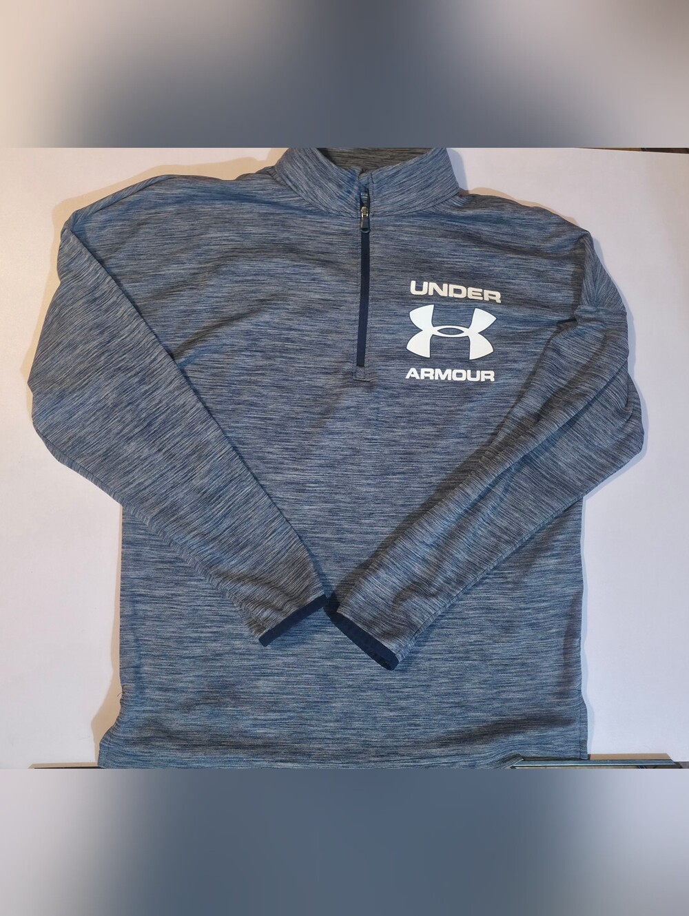 Under Armour Boys Tech Big Logo 1/4 Zip Activewear Pullover Youth Large Blue
